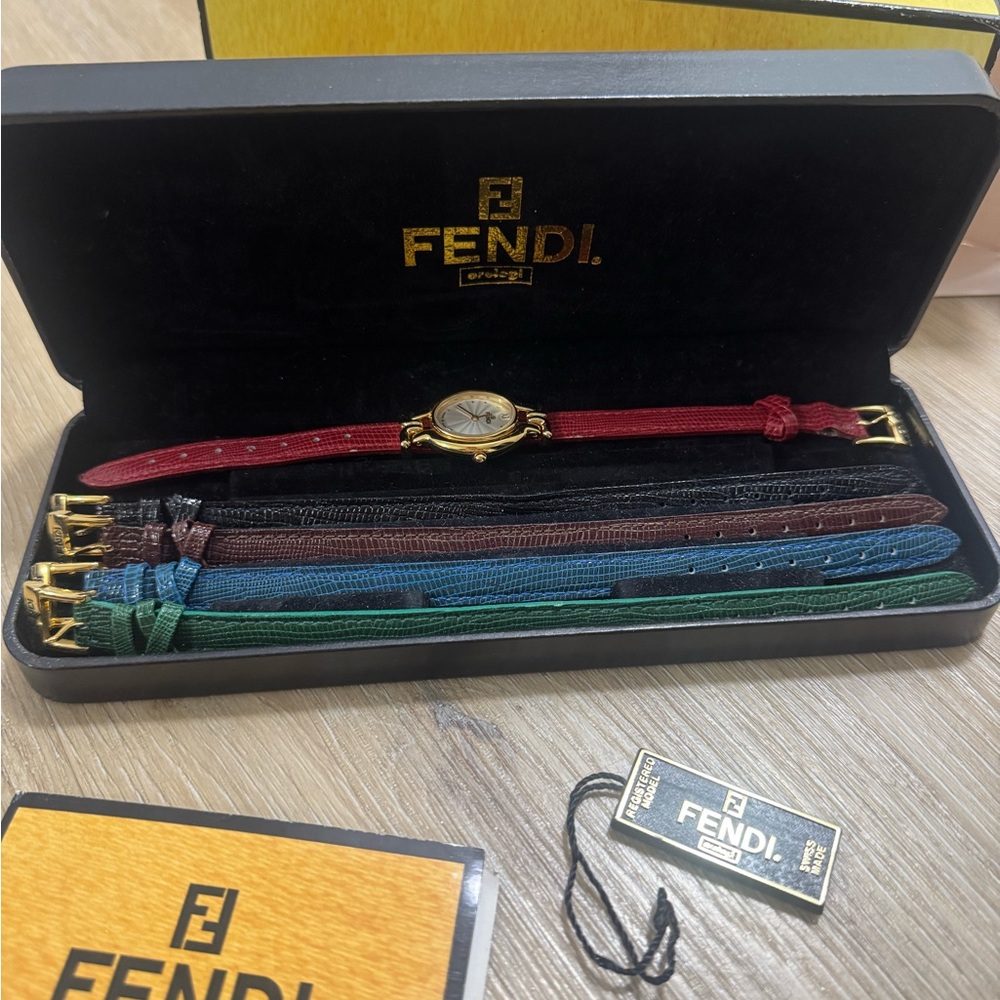 Vintage 1990s  FENDI 640L 5 Colors Change Band Quartz Women Watch